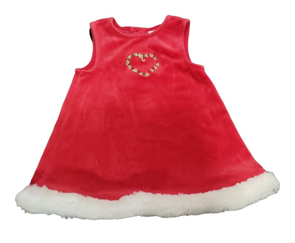 Macys Red Velvet Heart Reef Design Baby Girls Christmas Dress | Size 12 Months